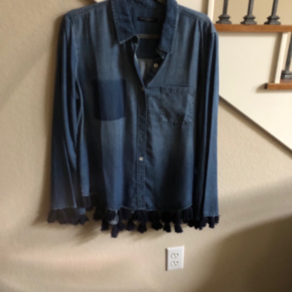 New W/O Tags Jachs New York Long Sleeve Shirt with Fringed Sleeves and Bottom